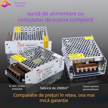 Sursă de alimentare cu comutare pentru LED interior, monitorizare de securitate, ieșire DC 12/24V, IP20, 90% eficiență, CE ROHS