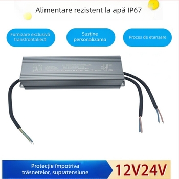 Alimentator LED impermeabil pentru exterior cu întrerupător, IP67, 220V AC la DC 12V/24V pentru piscine, eficiență 90%, certificat CE