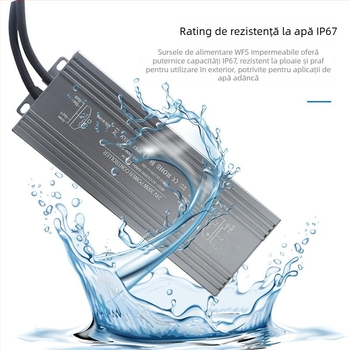 Alimentator LED impermeabil pentru exterior cu întrerupător, IP67, 220V AC la DC 12V/24V pentru piscine, eficiență 90%, certificat CE