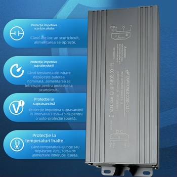 Alimentator LED impermeabil pentru exterior cu întrerupător, IP67, 220V AC la DC 12V/24V pentru piscine, eficiență 90%, certificat CE