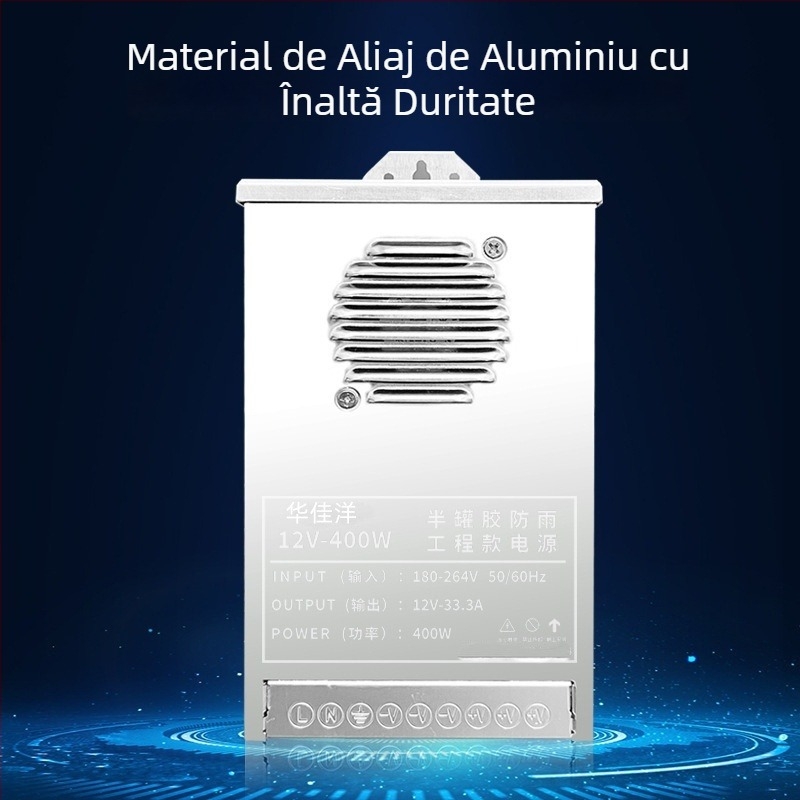 Sursă de alimentare externă IP53, rezistentă la ploaie, cu alimentare de tip comutator, transformator LED pentru semnalizare 24V, dimensiuni 177×105×45 mm, greutate 0,5 kg