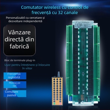 Sand Fox telecomandă fără fir, 12V/24V/220V, modul de control cu 32 canale pentru releu, destinat lampilor, motoarelor, dulapurilor de distribuție și supapelor electromagnetice