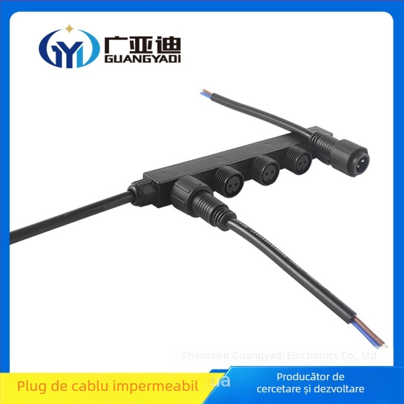 Conector tip F etanș din nylon pentru modul LED, cablu exterior, unghi drept, 2–3 conductori, 4,3 A, 6,5 V