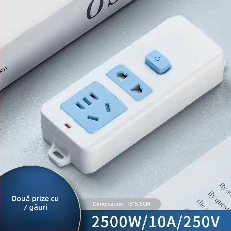 Prelungitor cu mai multe prize pentru uz casnic, 10A/2500W, carcasă PP+PC, certificat CCC, 220-250V