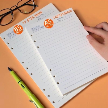 Pagini interioare A5 cu 6 găuri — nucleu de înlocuire pentru dosare cu foi detașabile