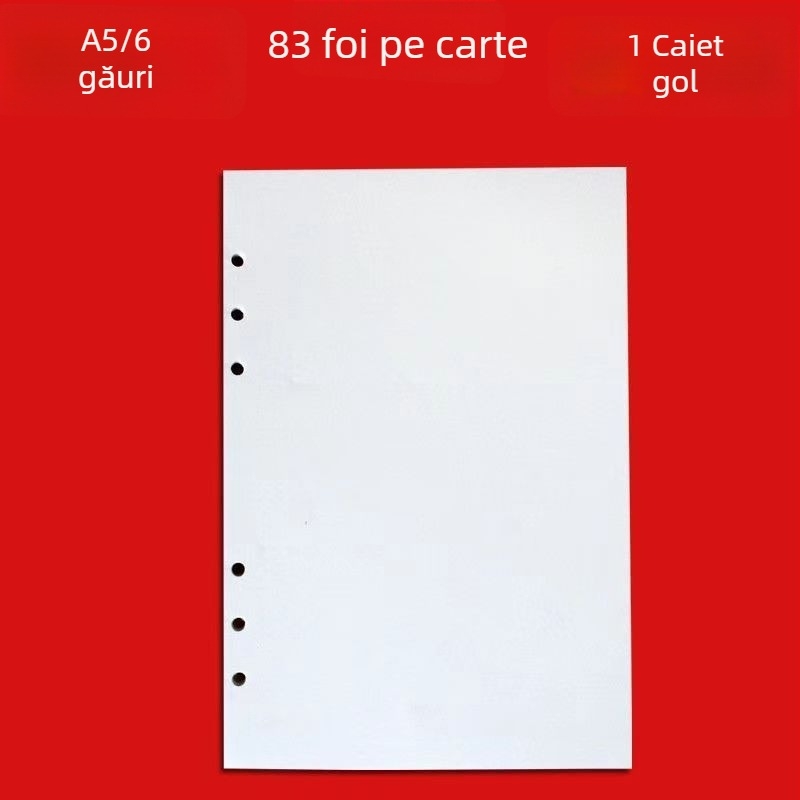 Pagini interioare A5 cu 6 găuri — nucleu de înlocuire pentru dosare cu foi detașabile