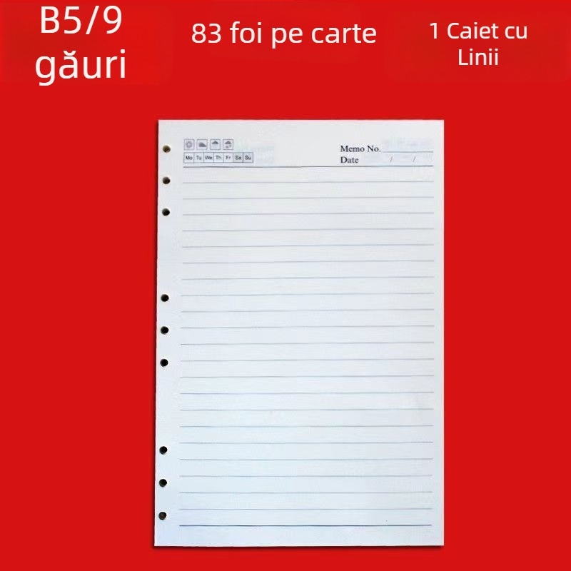 Pagini interioare A5 cu 6 găuri — nucleu de înlocuire pentru dosare cu foi detașabile