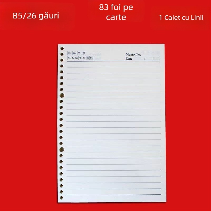 Pagini interioare A5 cu 6 găuri — nucleu de înlocuire pentru dosare cu foi detașabile