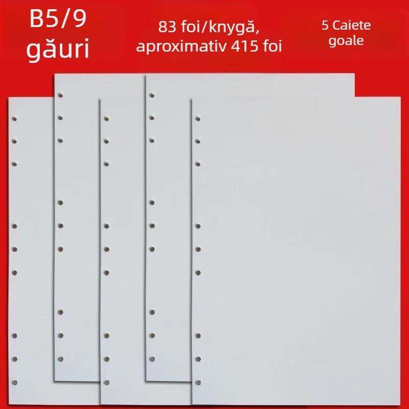 Pagini interioare A5 cu 6 găuri — nucleu de înlocuire pentru dosare cu foi detașabile