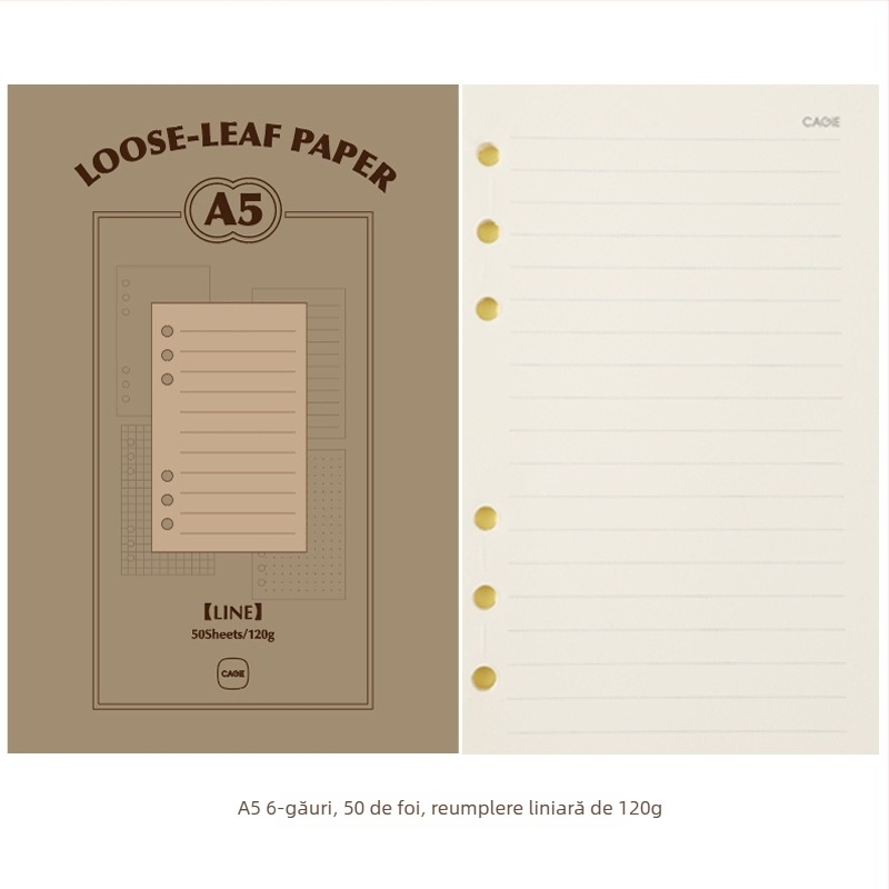 CAGIE M5a6 Refill foi detașabile, A6, 50 pagini, Hârtie din pulpă de lemn brut