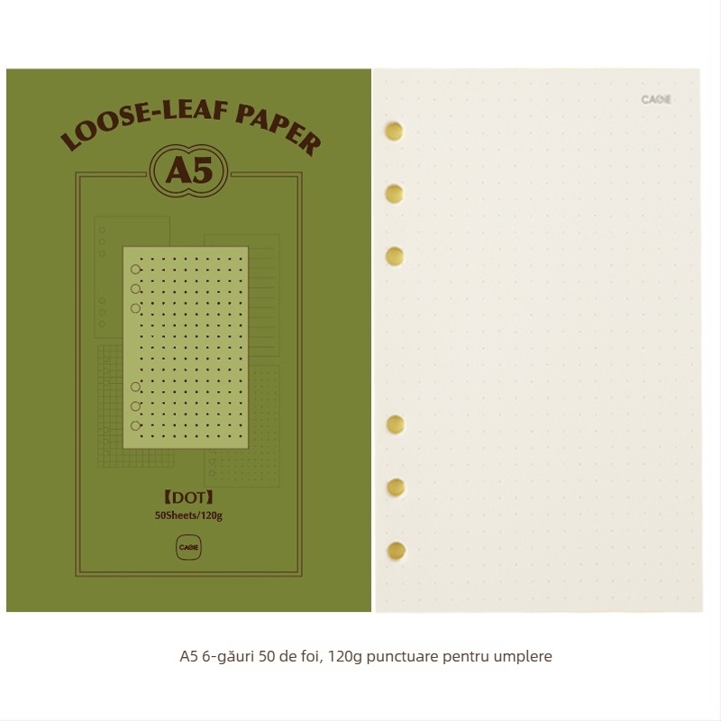CAGIE M5a6 Refill foi detașabile, A6, 50 pagini, Hârtie din pulpă de lemn brut