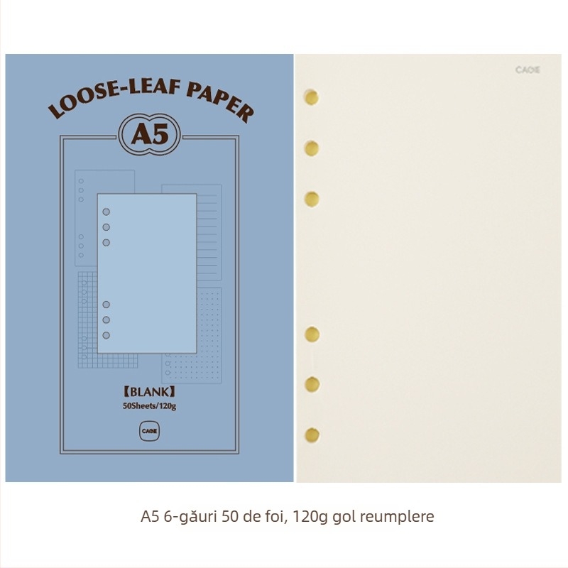 CAGIE M5a6 Refill foi detașabile, A6, 50 pagini, Hârtie din pulpă de lemn brut