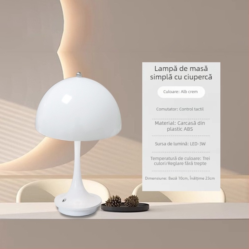 Par de lămpi ciupercă pentru noptieră, întrerupător tactil, putere maximă 5W, tensiune ≤36V, lampă de noapte și lampă de studiu