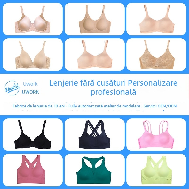 Sutien pentru femei, cupă 1/2, model subțire, fără sârmă, anti-alunecare, bretele fixe duble