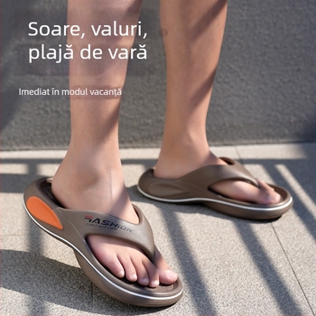 Flip-flopuri pentru bărbați, EVA pe partea superioară și talpa EVA; vârf deschis, stil tineresc; închidere clip-on; talpă turnată prin injecție