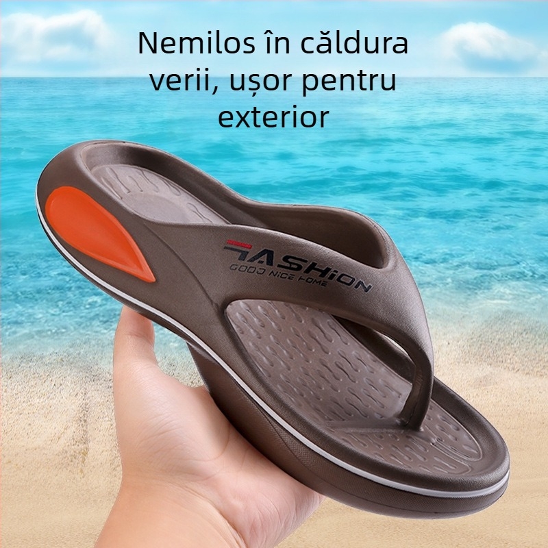 Flip-flopuri pentru bărbați, EVA pe partea superioară și talpa EVA; vârf deschis, stil tineresc; închidere clip-on; talpă turnată prin injecție