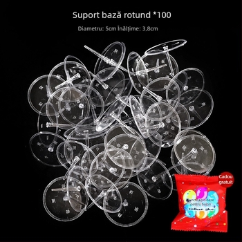 Bază din plastic transparent pentru decorațiuni de tort cu păpuși — bază plug-in pentru figuri, set 100 buc