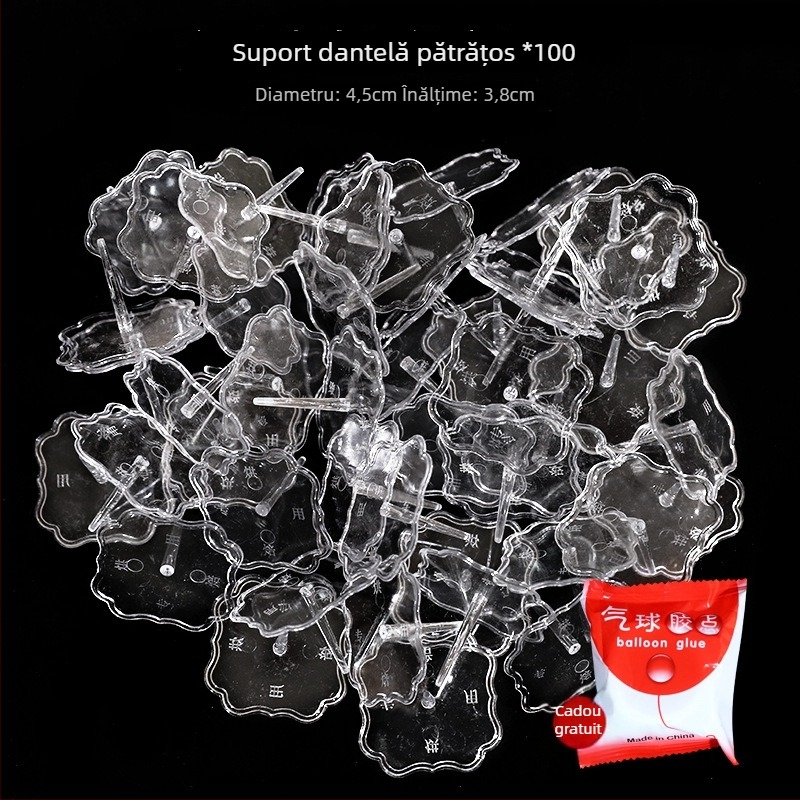 Bază din plastic transparent pentru decorațiuni de tort cu păpuși — bază plug-in pentru figuri, set 100 buc