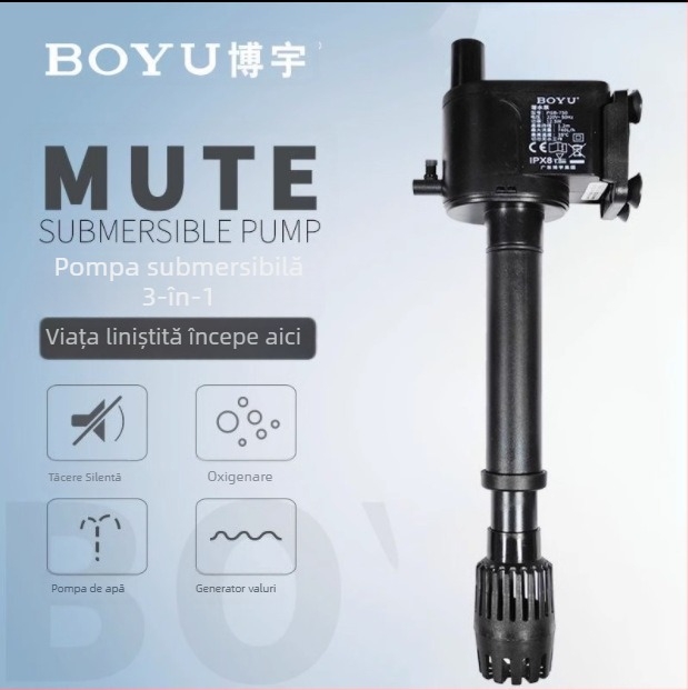 Boyu pompă submersibilă pentru acvariu – pompă circulantă trei în unu, model PGB750/1000/1500 pentru aerare și filtrare