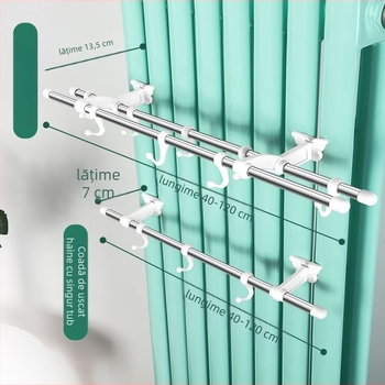 Cuier din oțel inoxidabil pentru radiatoare, pentru agățat și uscat haine; Material: oțel inoxidabil 201; Certificare: CE; Clasificare: bară de prosoape
