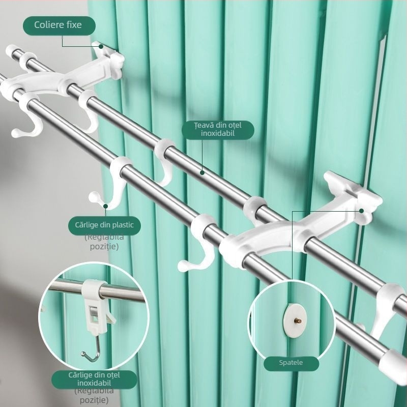 Cuier din oțel inoxidabil pentru radiatoare, pentru agățat și uscat haine; Material: oțel inoxidabil 201; Certificare: CE; Clasificare: bară de prosoape
