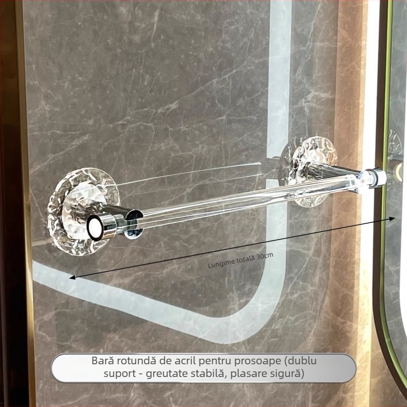 Suport prosoape din acrilic, cu un singur braț, montaj fără găuri, depozitare baie, capacitate 10 kg