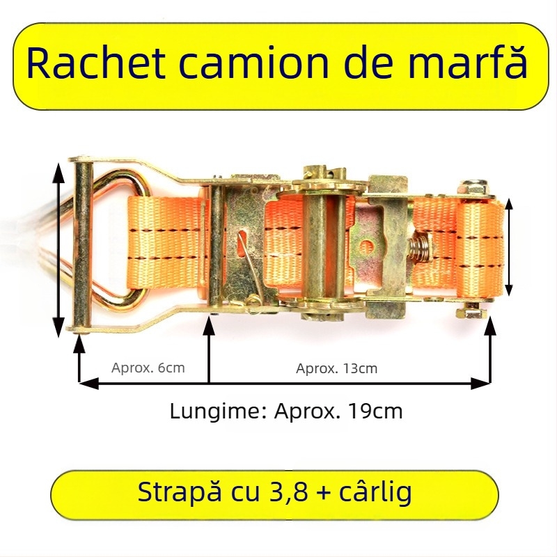 Întinzător pentru chingi de încărcare, cu mecanism ratchet, lărgit și îngroșat