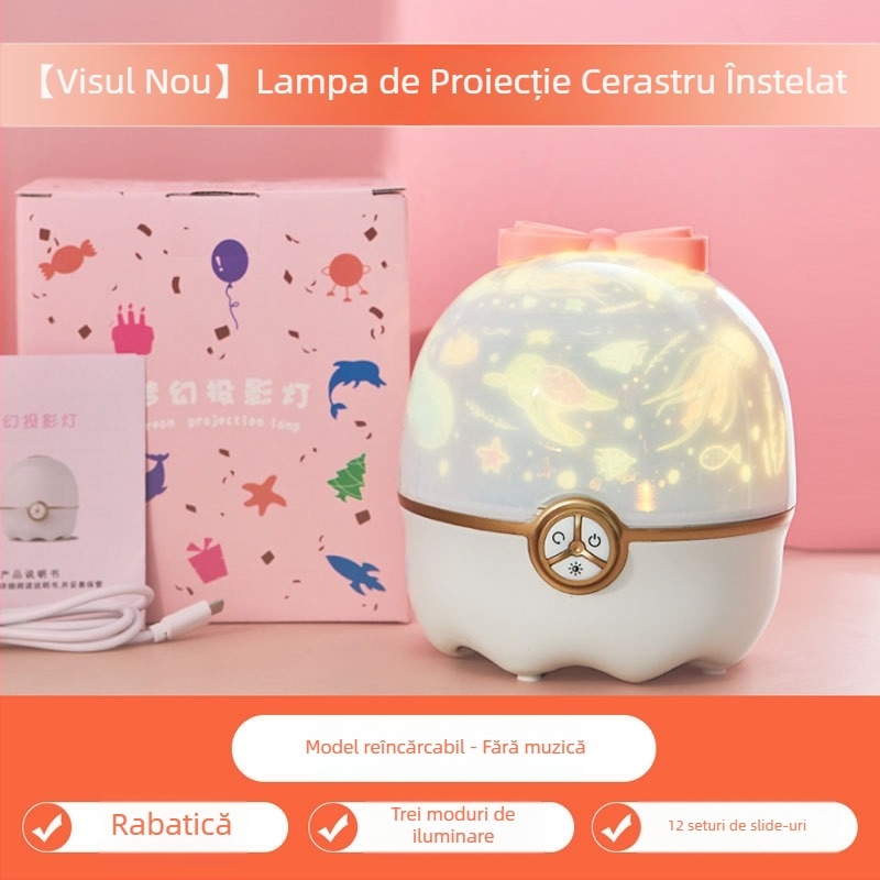 Proiector cer înstelat pentru dormitor — lampă de noapte (Baterie încorporată, Bluetooth, Fără control inteligent)