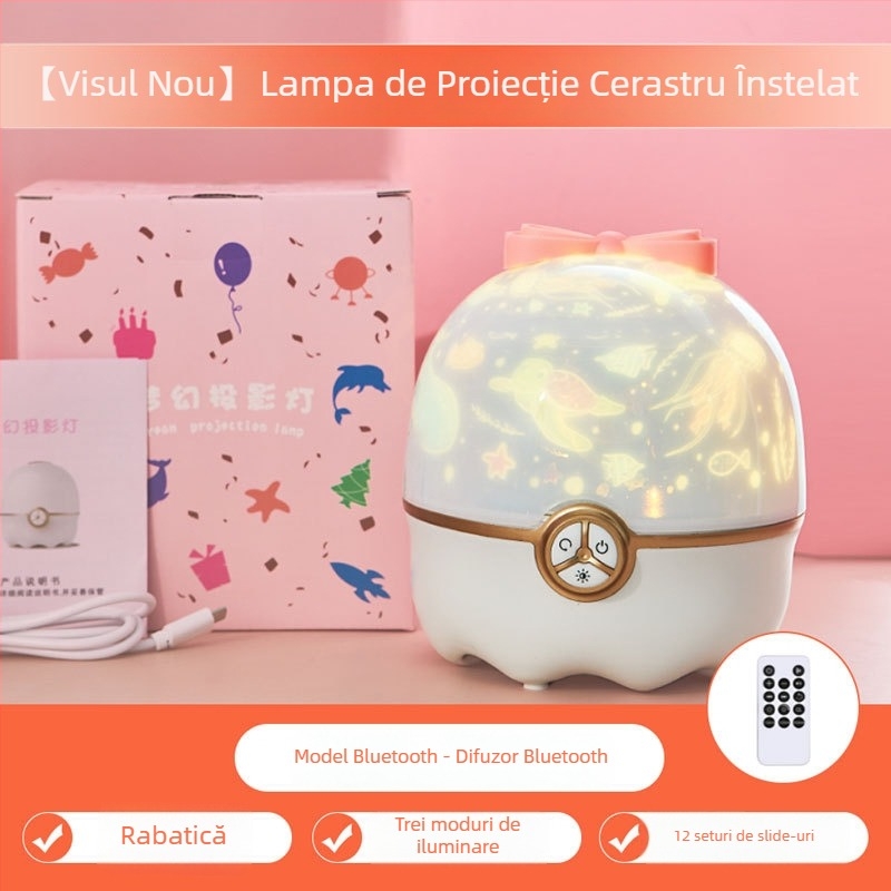 Proiector cer înstelat pentru dormitor — lampă de noapte (Baterie încorporată, Bluetooth, Fără control inteligent)