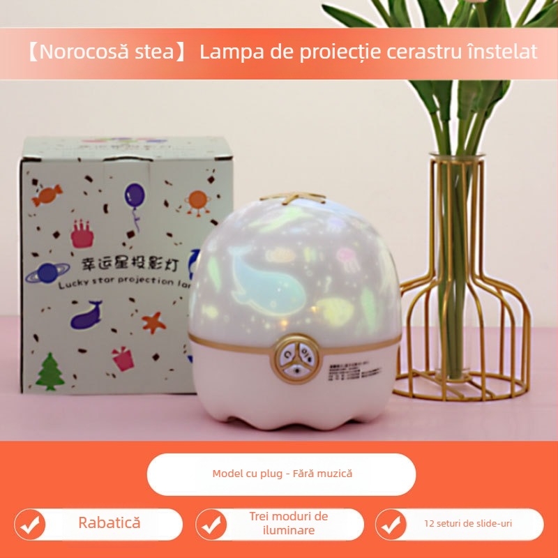 Proiector cer înstelat pentru dormitor — lampă de noapte (Baterie încorporată, Bluetooth, Fără control inteligent)