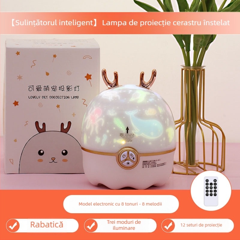 Proiector cer înstelat pentru dormitor — lampă de noapte (Baterie încorporată, Bluetooth, Fără control inteligent)