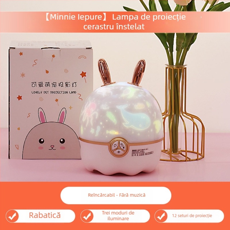 Proiector cer înstelat pentru dormitor — lampă de noapte (Baterie încorporată, Bluetooth, Fără control inteligent)