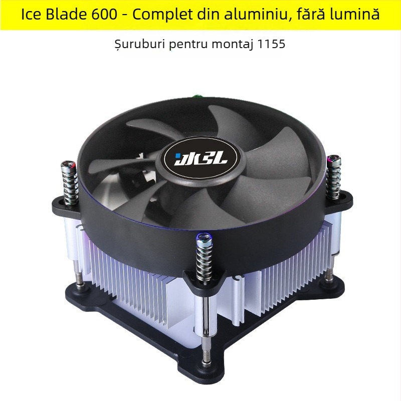 Cooler CPU cu nucleu din aluminiu pentru socketuri 1155/1151/1156/1200, rulmenți hidraulici, 2000 rpm, 22 dB