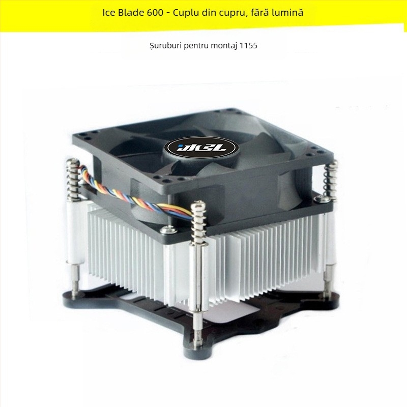 Cooler CPU cu nucleu din aluminiu pentru socketuri 1155/1151/1156/1200, rulmenți hidraulici, 2000 rpm, 22 dB