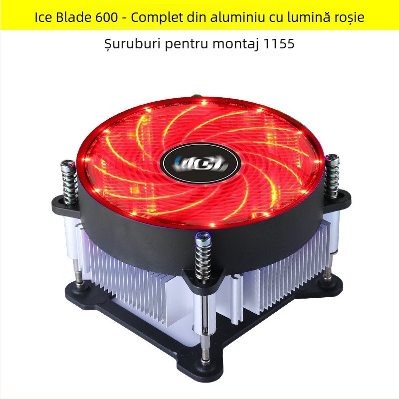 Cooler CPU cu nucleu din aluminiu pentru socketuri 1155/1151/1156/1200, rulmenți hidraulici, 2000 rpm, 22 dB