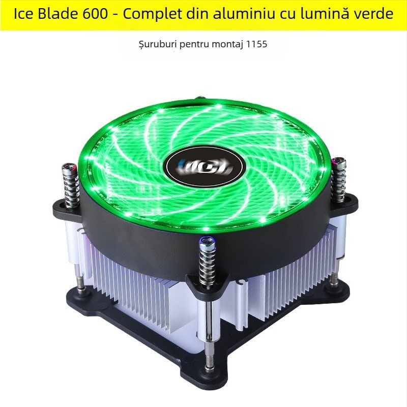 Cooler CPU cu nucleu din aluminiu pentru socketuri 1155/1151/1156/1200, rulmenți hidraulici, 2000 rpm, 22 dB