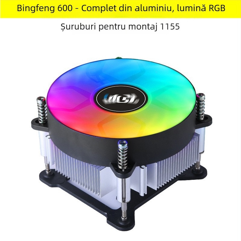 Cooler CPU cu nucleu din aluminiu pentru socketuri 1155/1151/1156/1200, rulmenți hidraulici, 2000 rpm, 22 dB