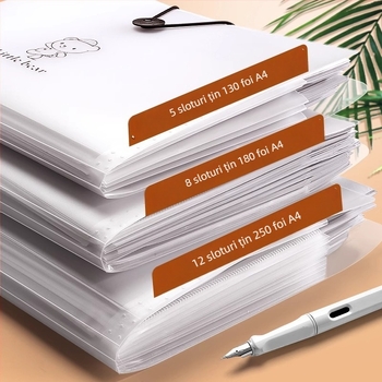 Dosar acordeon A4, 5 compartimente, din plastic, organizator de documente