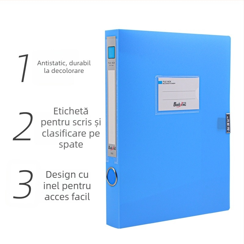 Cutie de fișiere A4 din PP, model 958, grosime 0,8 mm, lățimea spatelui 50 mm, marcă Fire-rich