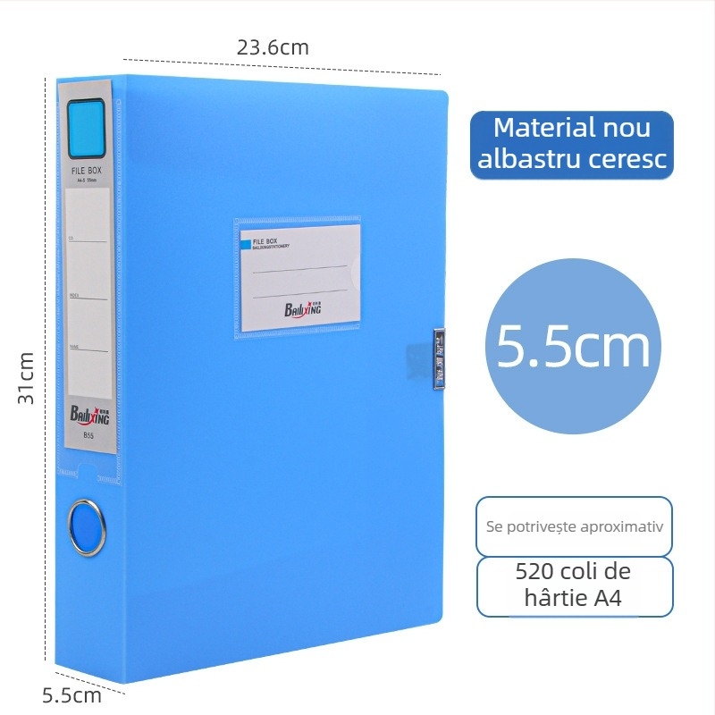 Cutie de fișiere A4 din PP, model 958, grosime 0,8 mm, lățimea spatelui 50 mm, marcă Fire-rich