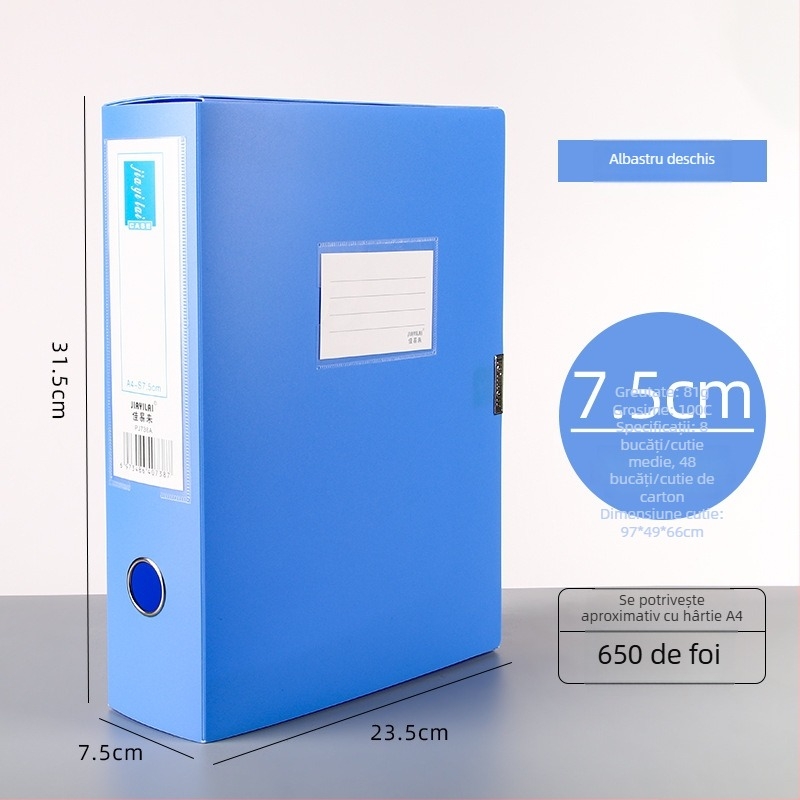 Cutie de fișiere A4 din PP, model 958, grosime 0,8 mm, lățimea spatelui 50 mm, marcă Fire-rich