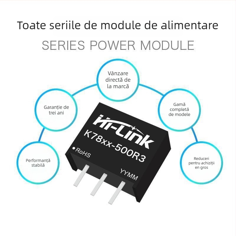 Modul DC-DC neizolat, model K7803-500R3, intrare ultra-wide, ieșire reglată 3.3V, ieșire unică (Model: K7803-500R3; Brand: Mps; Intrare: ultra-wide; Ieșire: 3.3V reglată; Canale: 1; Izolare: neizolat)