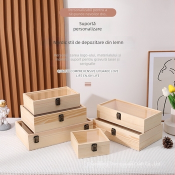 Cutie de cadou din lemn pentru bijuterii și flori păstrate, cu logo imprimat, marcaj anti-contrafacere, model 3-10