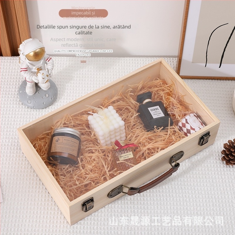 Cutie de cadou din lemn pentru bijuterii și flori păstrate, cu logo imprimat, marcaj anti-contrafacere, model 3-10