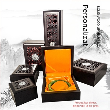 Cutie din lemn pentru bijuterii cu gravură și căptușeală din mătase galbenă, potrivită pentru brățări, mărgele budiste Bodhi și coliere; modelul 99, ambalaj universal, imprimare logo disponibil