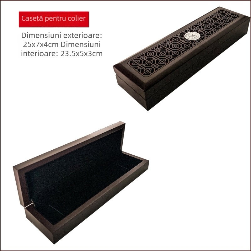 Cutie din lemn pentru bijuterii cu gravură și căptușeală din mătase galbenă, potrivită pentru brățări, mărgele budiste Bodhi și coliere; modelul 99, ambalaj universal, imprimare logo disponibil