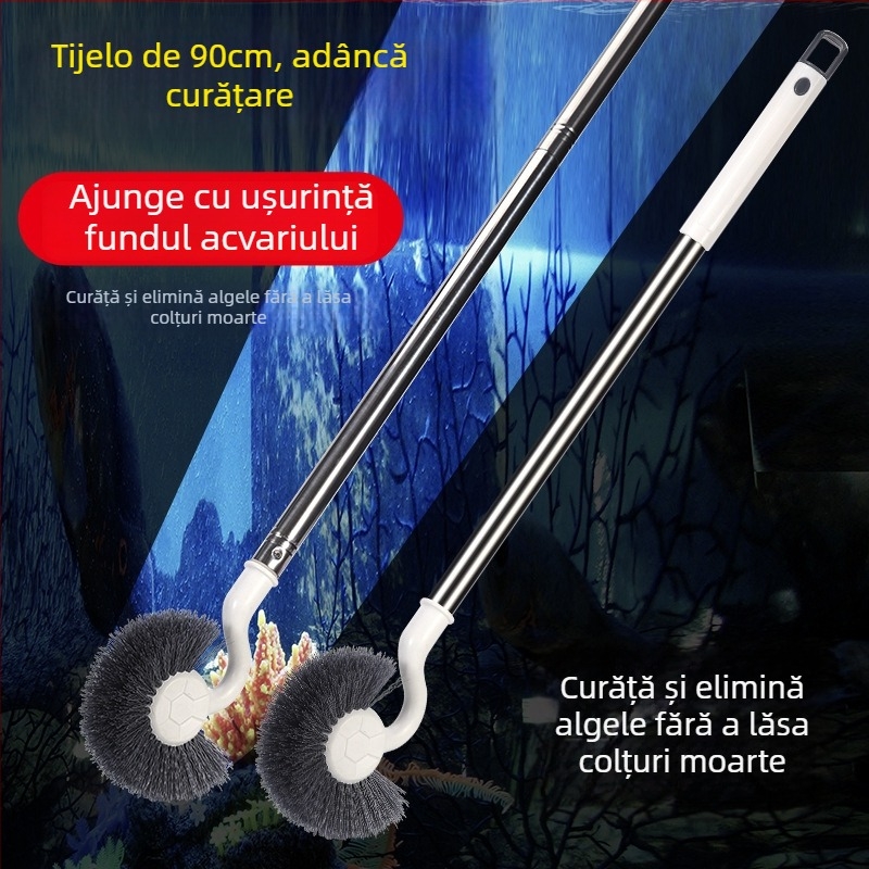 Perie de curățare pentru acvariu cu design extensibil reglabil, îndepărtarea algelor, din plastic