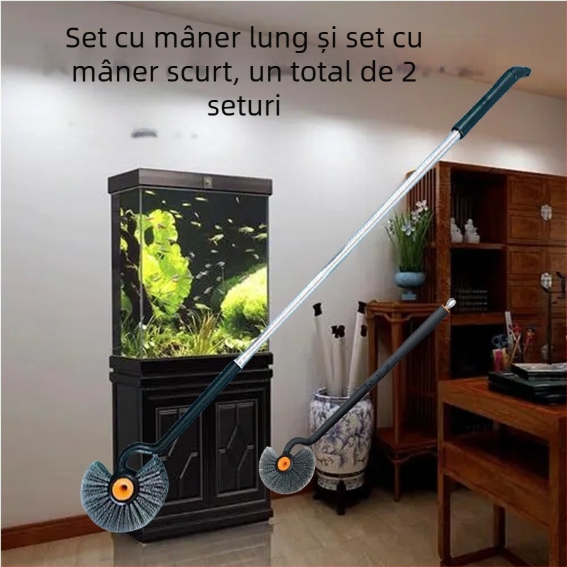 Perie de acvariu Yue Yao din plastic, cu mâner lung pentru îndepărtarea algelor de pe pereții interiori