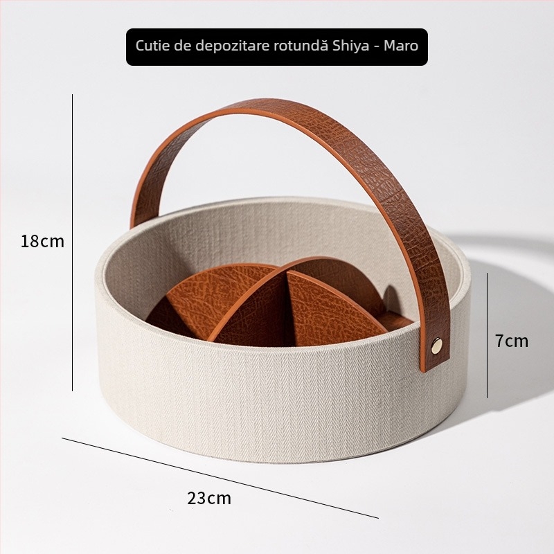 Cutie de depozitare pentru telecomenzi cu compartimente, piele, lux discret, multifuncțională, 2 compartimente