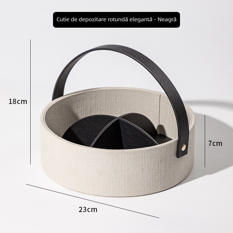 Cutie de depozitare pentru telecomenzi cu compartimente, piele, lux discret, multifuncțională, 2 compartimente